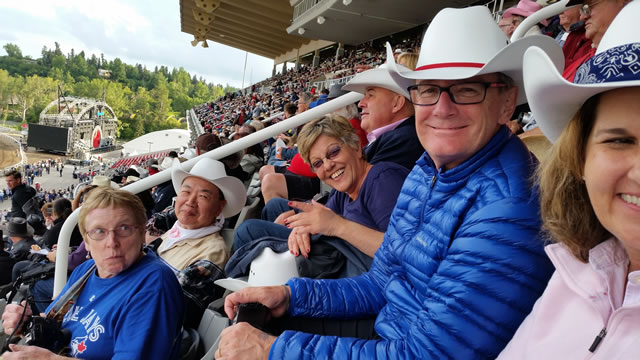 The team are looking happy but June has spotted an escaped raging bull emerging from the popcorn and launching itself down aisle 5